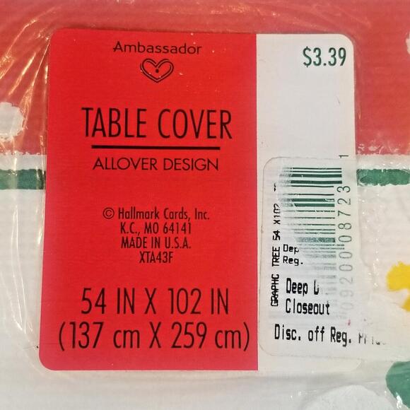 Table Cover Vintage Sealed Christmas Tree Tablecloth 54" x 102" Crepe Paper - Picture 5 of 7